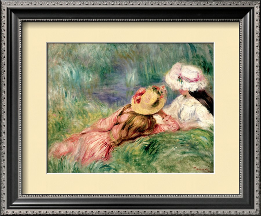 Young Girls on the River Bank - Pierre-Auguste Renoir painting on canvas